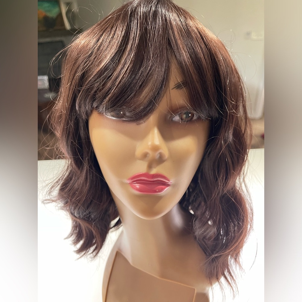 HAIR, 14” Wavy with bangs, Dark/Medium Brown - Picture 3 of 6